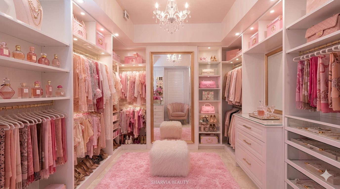 Luxury feminine walk-in closet Karachi