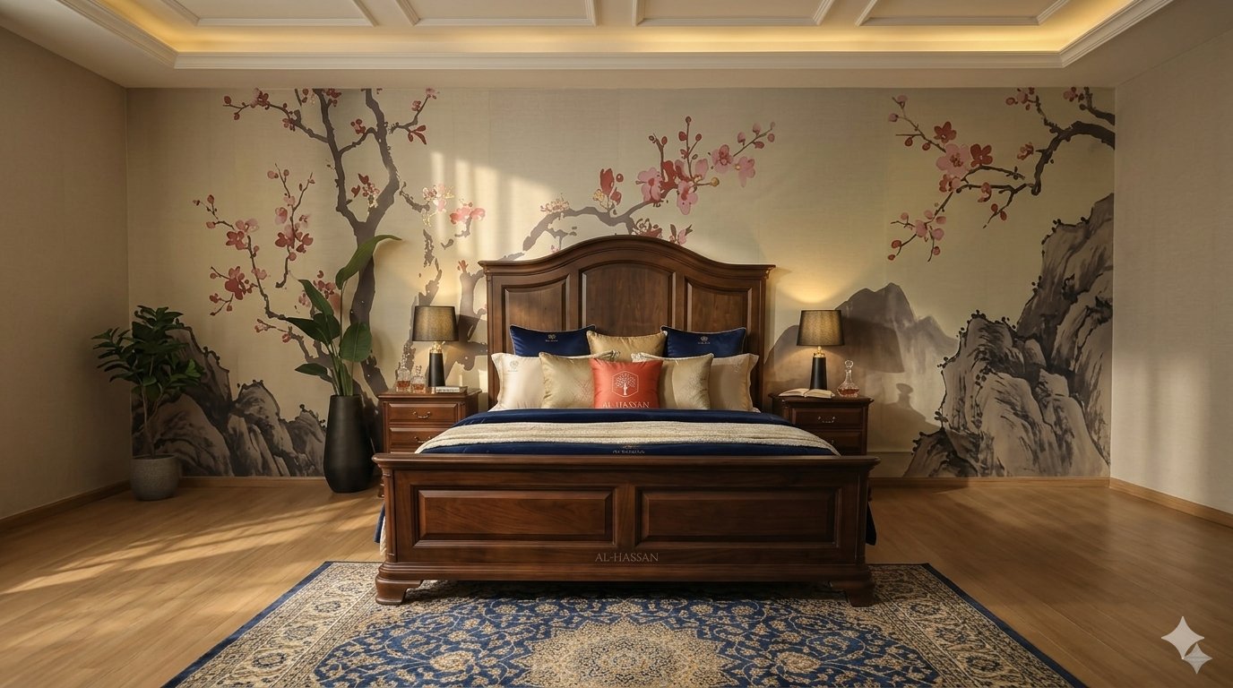 Walnut classic bed suite traditional Pakistan