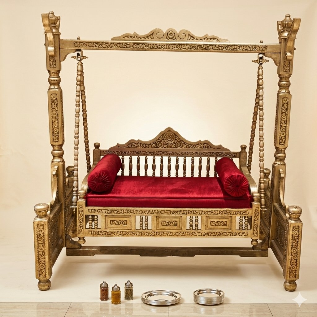 Brass gold swing jhula traditional furniture