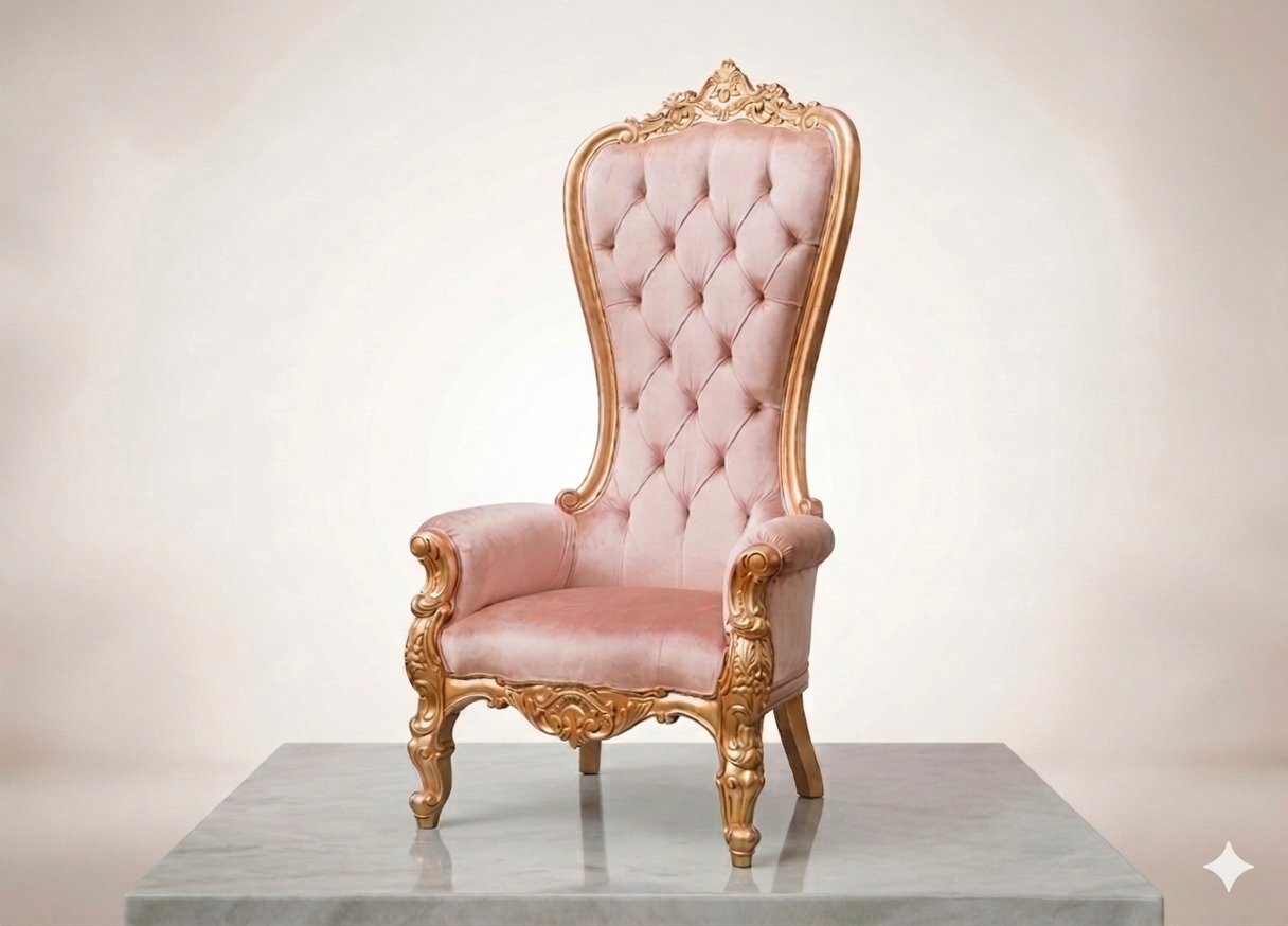 Pink velvet throne chair luxury furniture Karachi
