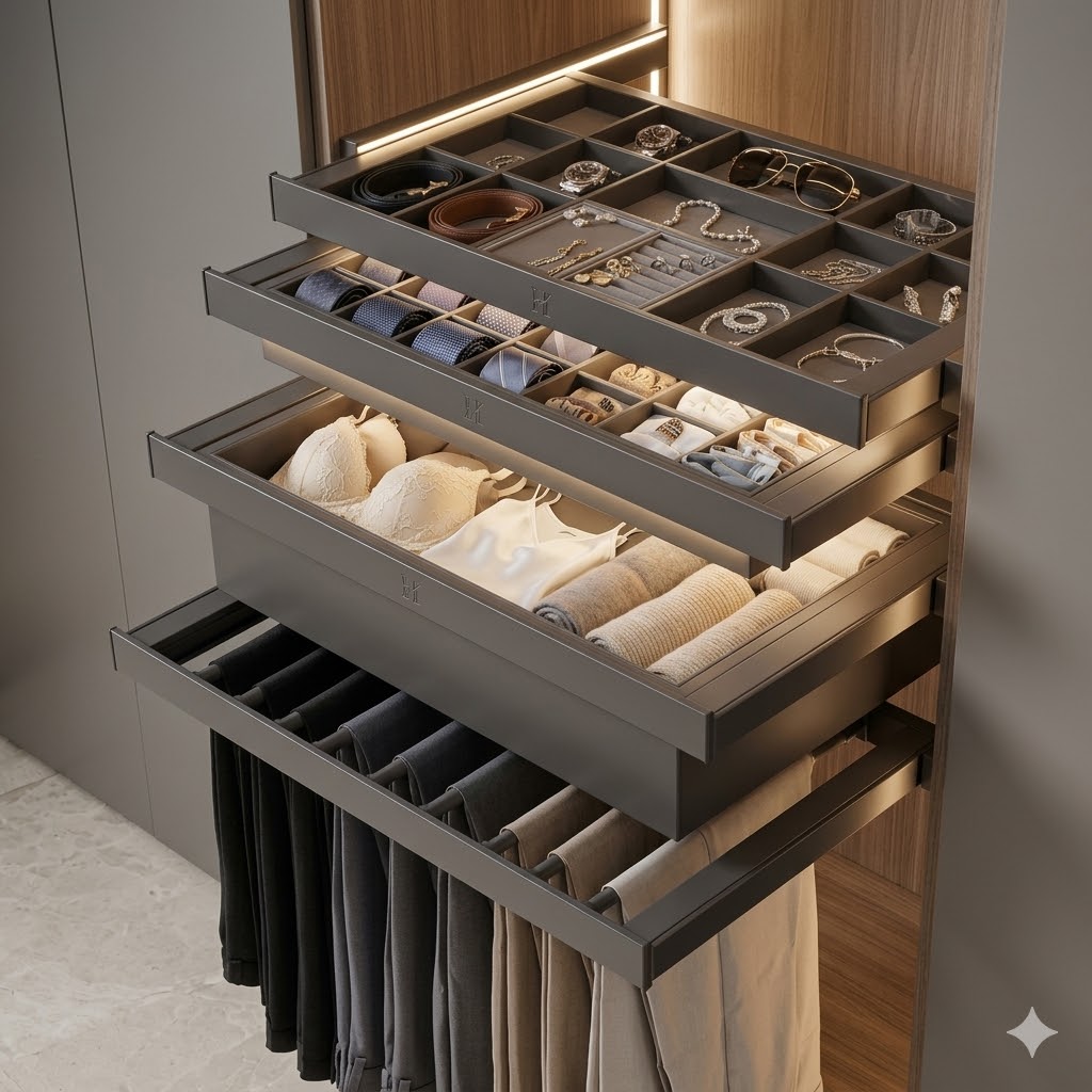Smart precision drawer organizer wardrobe