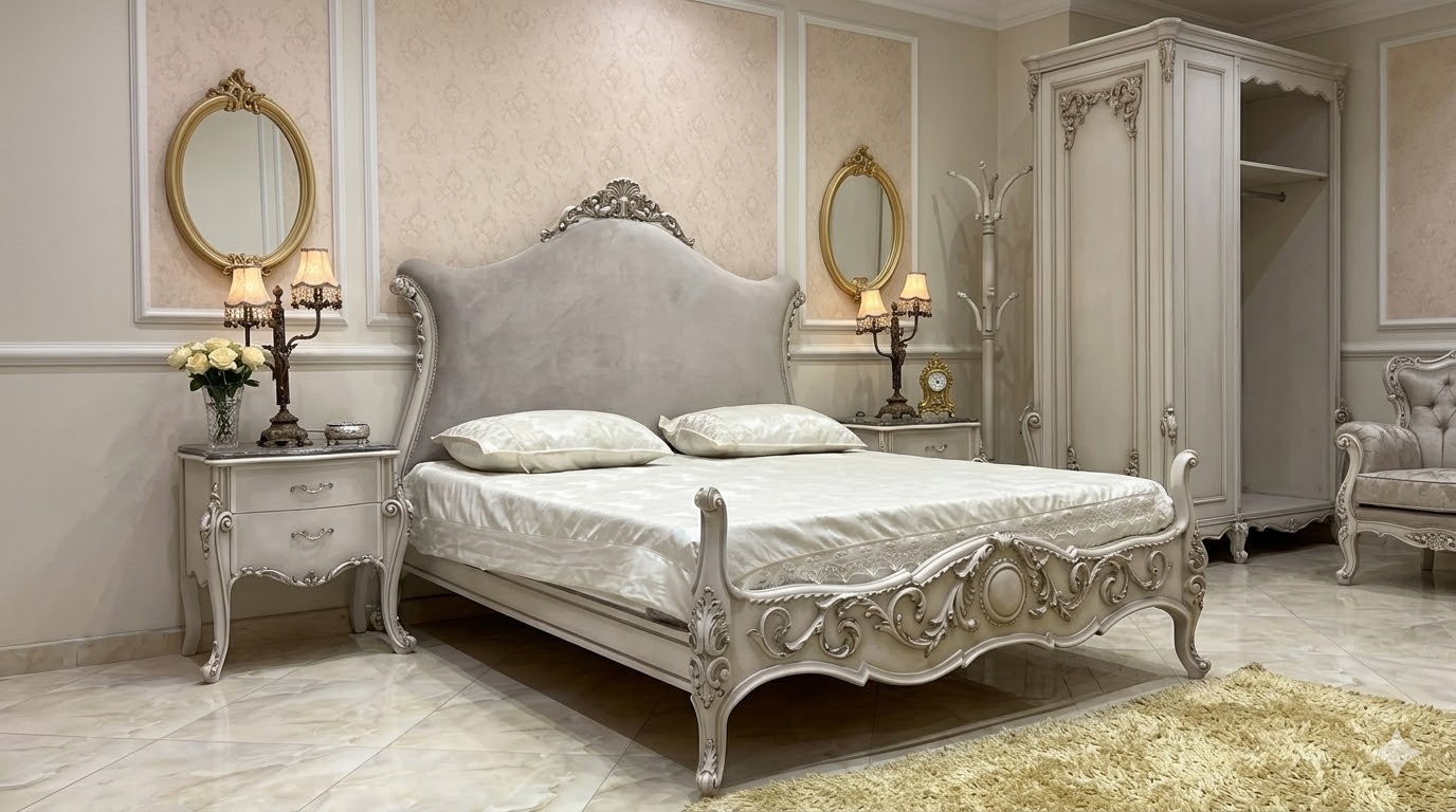 Silver baroque full bedroom set Pakistan