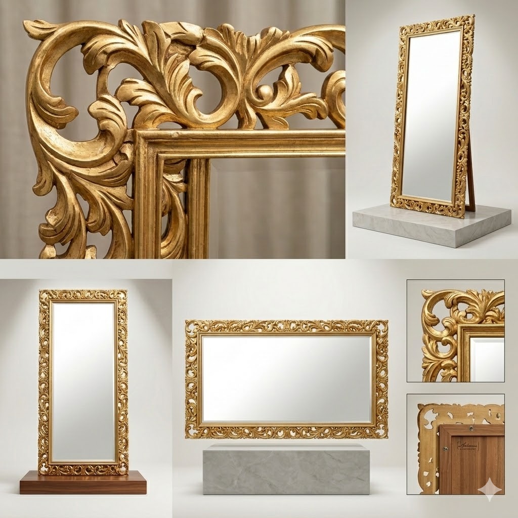 Gold carved mirror collection luxury Karachi